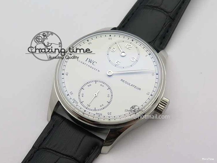 MIROTIME 0424 Effortless Portuguese IW544404 SS White Dial On Black Leather Strap A 7257
